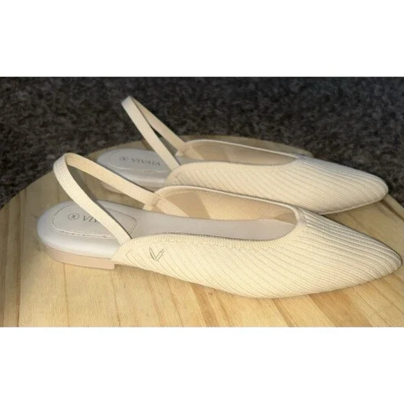 VIVAIA Aria 5 Light Beige Sling Back Pointed Toe Ballet Flats 39/US 8.5 - Picture 1 of 11